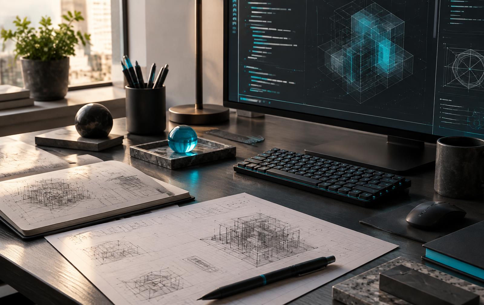 Conceptual software architecture workspace representing the engineering discipline of LOR GmbH